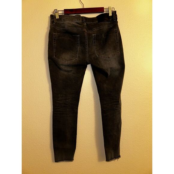 One X Oneteaspoon Freebird II Y2K Grunge Gray Distressed Fitted Short Rise Jeans - Picture 6 of 7